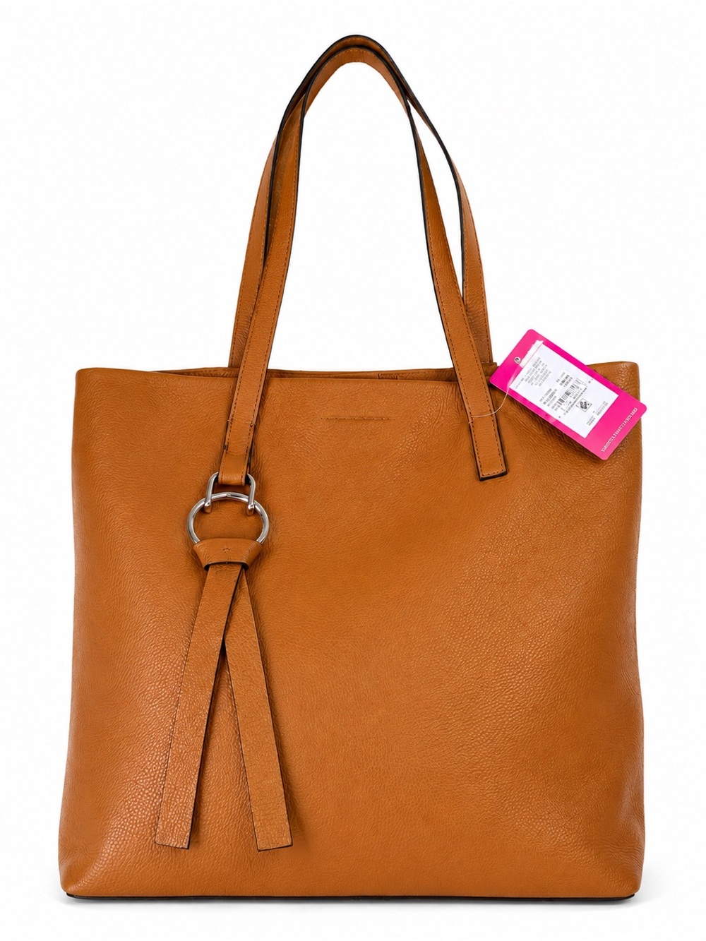 NWT Vince Camuto Plums Tumbled Leather Tote Bag Cognac Brown